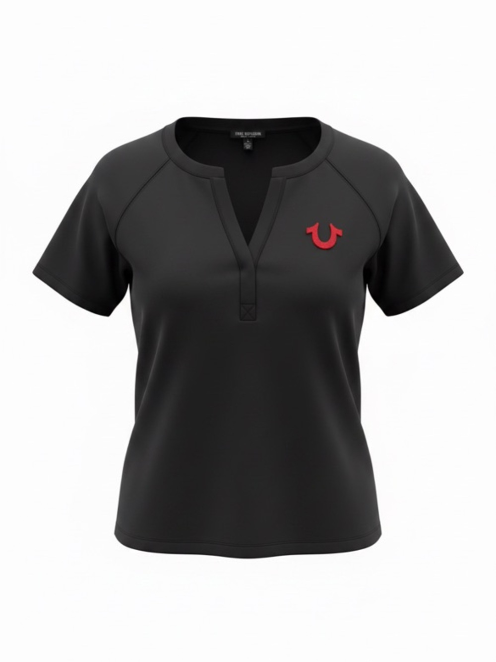 True Religion Black Short Sleeve Tee with Pink Horseshoe Logo